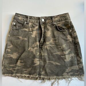 Moto Camo Denim Skirt Size 8